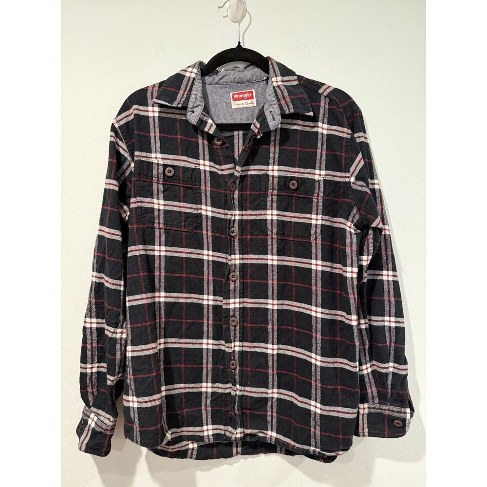 Wrangler Flannel Top Womens Medium Plaid Western Country 100% Cotton Cowgirl